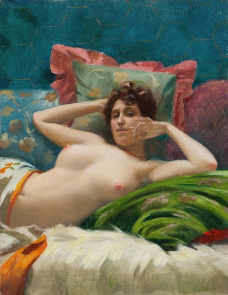 Odalisque by Theodoros Ralli - Hand-Painted Oil Painting Reproduction
