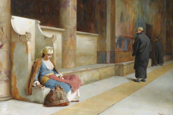 Resting In A Greek Monastery by Theodoros Ralli - Hand-Painted Oil Painting Reproduction