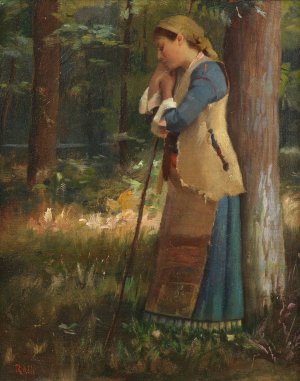 Resting shepherdess by Theodoros Ralli Oil Painting