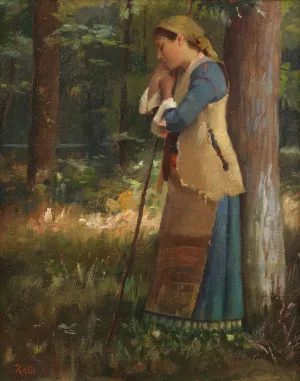 Resting shepherdess by Theodoros Ralli Oil Painting