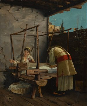 The Weavers, Arachova by Theodoros Ralli Oil Painting