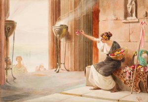 Vendeuse de Fleurs au Parthenon by Theodoros Ralli Oil Painting