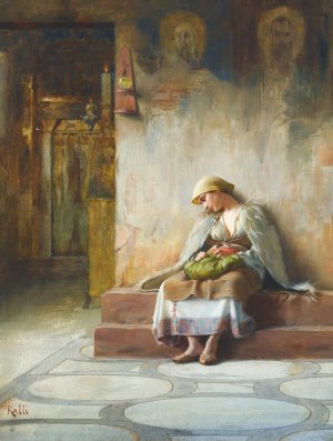 Young Girl Sleeping In A Church by Theodoros Ralli Oil Painting