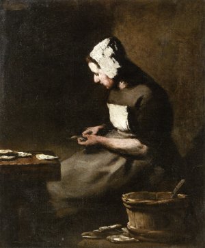 Shucking Oysters by Theodule Augustine Ribot Oil Painting