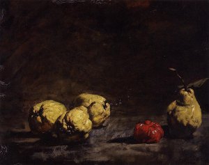 Still Life with Pears and a Qince by Theodule Augustine Ribot Oil Painting