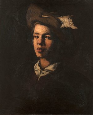 Jeune homme au chapeau by Theodule Ribot Oil Painting