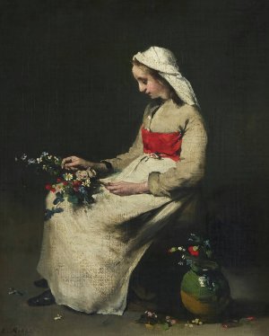 La Fleuriste by Theodule Ribot Oil Painting