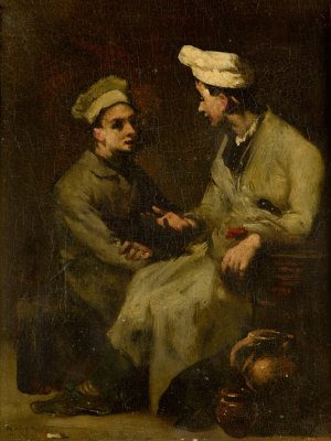 Scene de cuisine by Theodule Ribot Oil Painting
