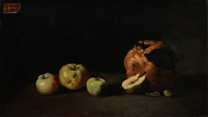 Still Life with Apples and a Pomegranate by Theodule Ribot Oil Painting