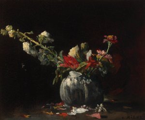 Still Life With Flowers by Theodule Ribot Oil Painting