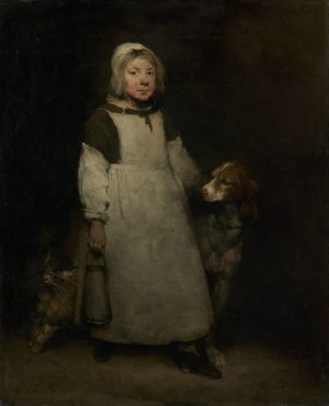 The Little Milkmaid by Theodule Ribot Oil Painting