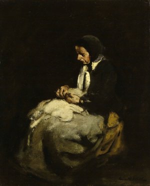Woman sewing by Theodule Ribot Oil Painting