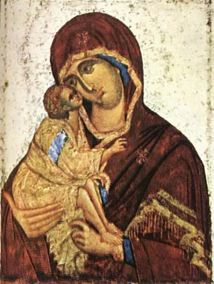Madonna of Don Icon painting by Theophanes The Greek