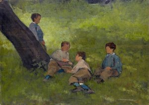 Boys in the Green by Theophil Preiswerk Oil Painting