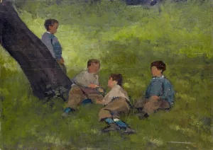 Boys in the Green by Theophil Preiswerk Oil Painting