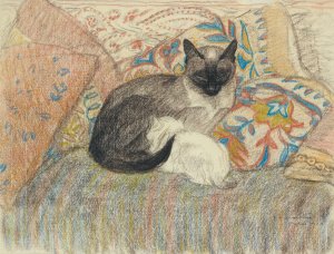 Cat And Her Kitten by Theophile Alexandre Steinlen Oil Painting