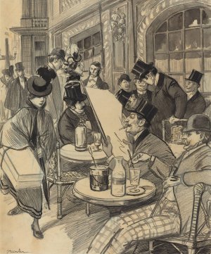 Chez Maxime by Theophile Alexandre Steinlen Oil Painting