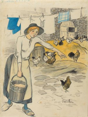Fille de Ferme by Theophile Alexandre Steinlen Oil Painting