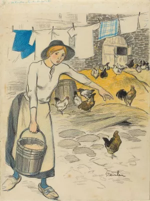 Fille de Ferme by Theophile Alexandre Steinlen Oil Painting