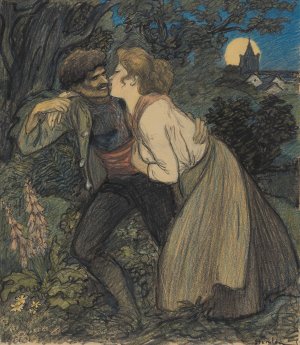 La Chienne Au Loup by Theophile Alexandre Steinlen Oil Painting