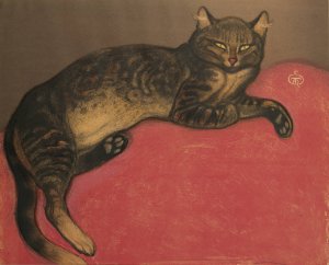 L'Hiver, chat sur un coussin by Theophile Alexandre Steinlen Oil Painting