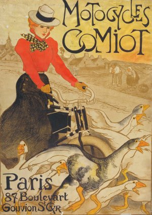 Motocycles Comiot by Theophile Alexandre Steinlen Oil Painting
