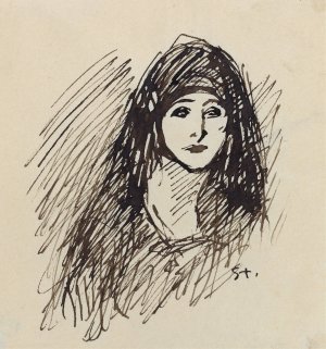Portrait of the Artist's Wife by Theophile Alexandre Steinlen Oil Painting