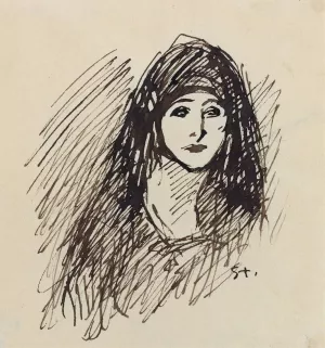 Portrait of the Artist's Wife by Theophile Alexandre Steinlen Oil Painting