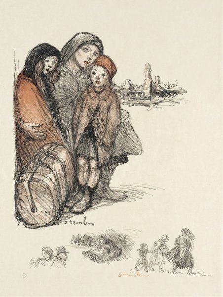 Refugies  by Theophile Alexandre Steinlen - Hand-Painted Oil Painting Reproduction