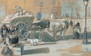 Scene Parisienne en hiver by Theophile Alexandre Steinlen Oil Painting