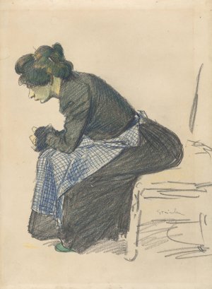 Study of a Woman by Theophile Alexandre Steinlen Oil Painting