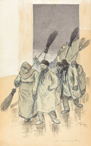 Sweepers by Theophile Alexandre Steinlen Oil Painting