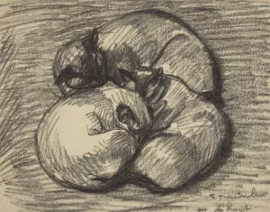 The Cats - Tsching, Batzar and Blanc-Blanc by Theophile Alexandre Steinlen Oil Painting