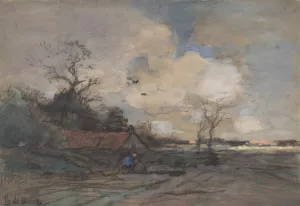 Landscape with a Cottage by Theophile De Bock Oil Painting