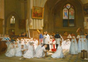 Confirmation a Villiers-Le-Bel by Theophile Duverger Oil Painting
