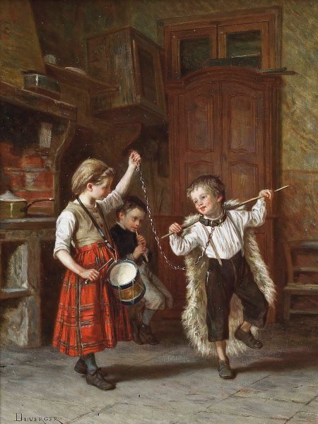 Dancing Bears by Theophile Duverger - Hand-Painted Oil Painting Reproduction