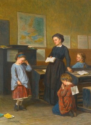 La Lecon by Theophile Duverger Oil Painting