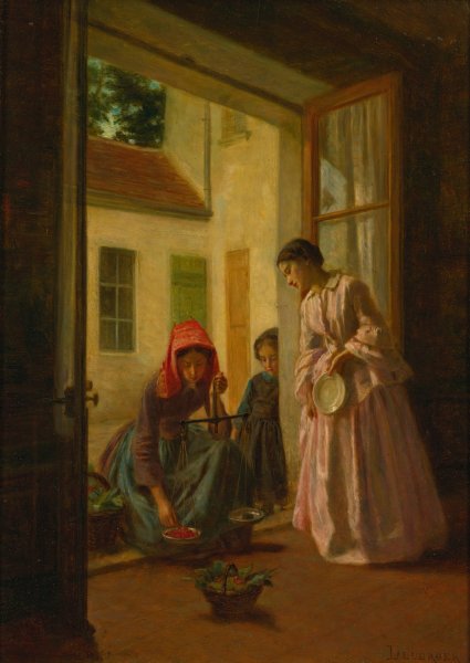 The fruit vendor by Theophile Duverger - Hand-Painted Oil Painting Reproduction