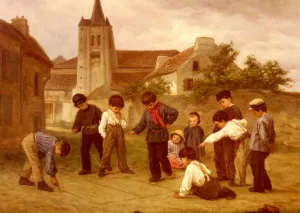 Hopscotch painting by Theophile-Emmanuel Duverger