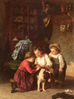 The Patient Pet by Theophile-Emmanuel Duverger Oil Painting