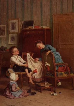 The Puppet Show painting by Theophile-Emmanuel Duverger