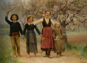 La Chanson de Mai Bretagne by Theophile Louis Deyrolle Oil Painting