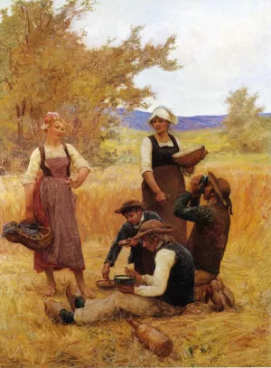Repast in the Fields by Theophile Louis Deyrolle - Oil Painting Reproduction