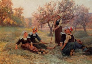 Tedders at the End of the Day by Theophile Louis Deyrolle Oil Painting