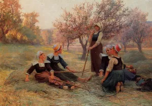Tedders at the End of the Day by Theophile Louis Deyrolle Oil Painting