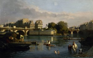 Le Pont-Neuf et la pointe de l'ile de la Cite by Theophile Meunier Oil Painting