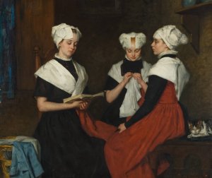 Drie burgerweesmeisjes van Amsterdam by Therese Schwartze Oil Painting