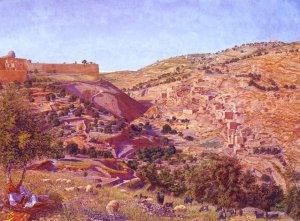 Jerusalem and the Valley of Jehoshaphat from the Hill of Evil Counsel Oil painting by Thomas B. Seddon