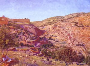 Jerusalem and the Valley of Jehoshaphat from the Hill of Evil Counsel by Thomas B. Seddon - Oil Painting Reproduction