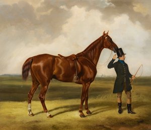 Horse and Rider in a Landscape by Thomas Barratt Of Stockbridge Oil Painting